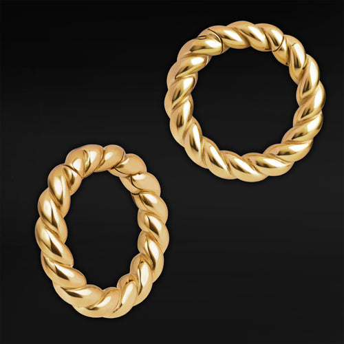 Gold Steel Rope Ear Weights - Pair