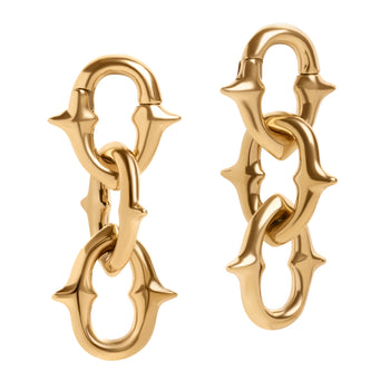 Alternative Gold Steel Spiked Chain Link Ear Hangers - Pair