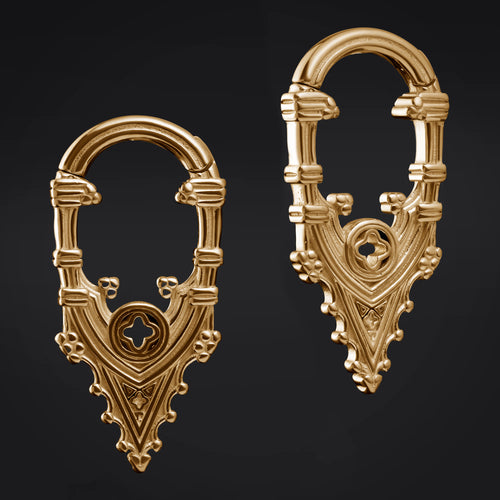 Gold Steel Spire Ear Hangers - Pair