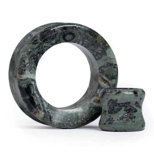 Green Eye Jasper Double Flare Tunnel / Plug / Gauge