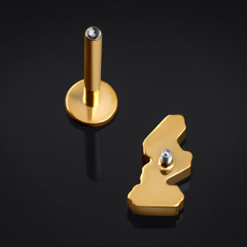 Labret Stud, Gold, Triple Jewel, Internal Thread, Titanium, 1.2mm