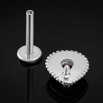 Curved Barbell, Silver, Spiked, Internally Threaded, Titanium