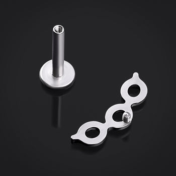 Labret Stud, Silver, Chainlink Top, Internally Threaded, Titanium, 1.2mm