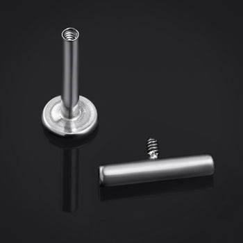 Curved Barbell, Silver, Large Spiked, Internally Threaded, Titanium