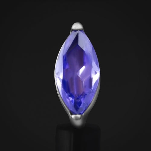Labret Top, Silver, Purple Marquise Jewel , Internally Threaded, Titanium
