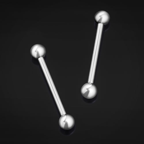 Nipple Barbell, Silver, Ball Ends, Titanium, Internal Thread