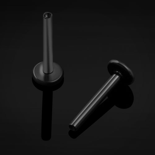 Labret Post, Black, Internally Threaded, ASTM F136 Titanium, 1.2mm