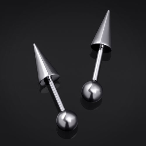Straight Barbell Piercing, Silber, Spitze und Kugel, Innengewinde, Titan