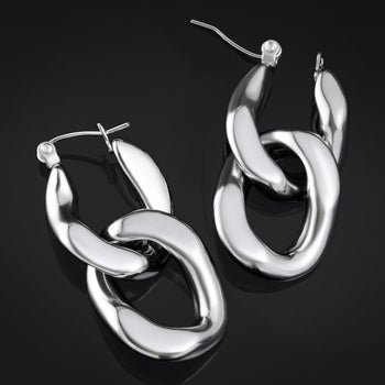 Huggie Hoop Earrings, Silver, Spiked Heart, Stainless Steel - Pair