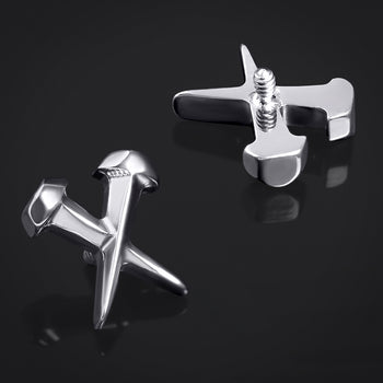 Labret Top, Silver, Coffin Nails, Internally Threaded, Titanium