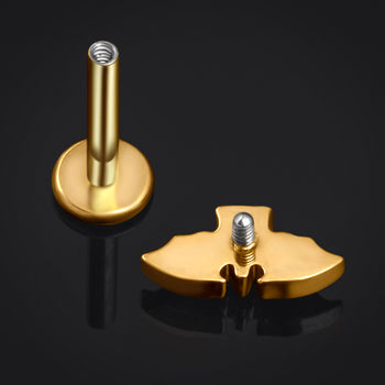 Gold Black Jewelled Cross Internally Threaded Titanium Labret Stud 1.2mm Gauge