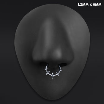 Gothic Spiked ASTM F136 Titanium Silver Septum Clicker Ring