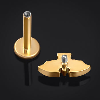 Gold Black Jewelled Cross Internally Threaded Titanium Labret Stud 1.2mm Gauge