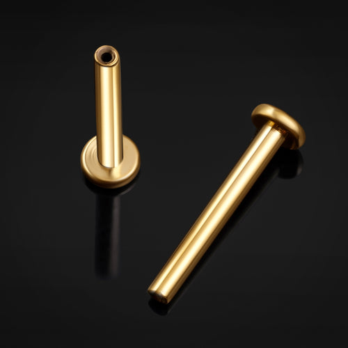Push-Pin-Labret, Gold, Gewindelos, Titan