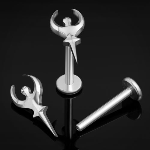 Silver, Sigil Of Hades, Internally Threaded, Labret Stud, ASTM F136 Titanium, 1.2mm