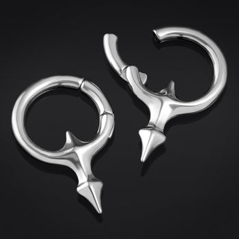 Alternative Black Steel Spiked Chain Link Ear Hangers - Pair