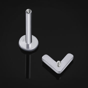 Curved Barbell, Silver, Large Spiked, Internally Threaded, Titanium
