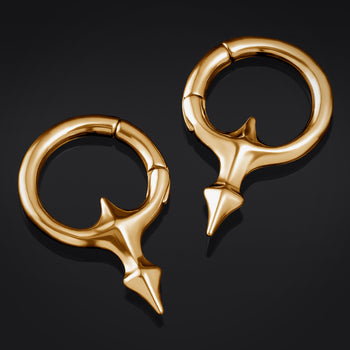Alternative Black Steel Spiked Chain Link Ear Hangers - Pair