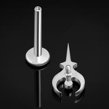 Silver, Sigil Of Hades, Internally Threaded, Labret Stud, ASTM F136 Titanium, 1.2mm