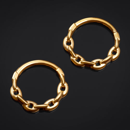 Septum Clicker, Gold, Chainlink Design, Titanium, 1.2mm