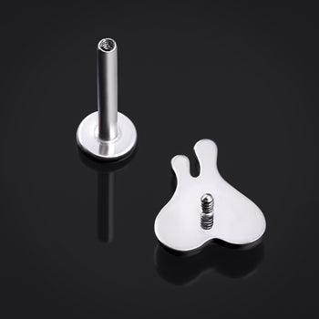 Labret Stud, Silver, Heart Drip Top, Internal Thread, Titanium, 1.2mm