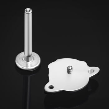 Silver, Halo Skull, Internally Threaded, Labret Stud, ASTM F136 Titanium, 1.2mm