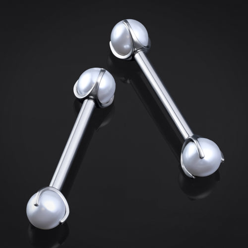 Silver, Titanium, Internal Thread, Pearl Nipple Bar 1.6mm