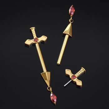 Gold Black Jewelled Cross Internally Threaded Titanium Labret Stud 1.2mm Gauge