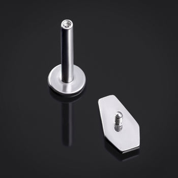 Labret Stud, Silver, Coffin Top, Internally Threaded, Titanium, 1.2mm