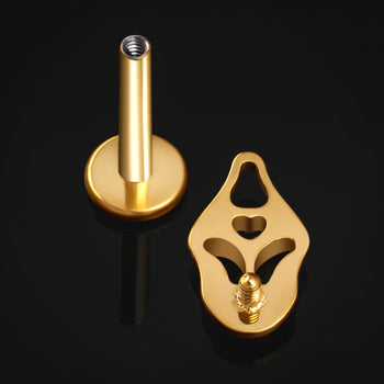 Gold Black Jewelled Cross Internally Threaded Titanium Labret Stud 1.2mm Gauge