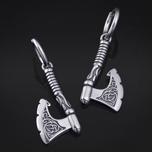 Gothic Axe Hoop Earrings - Stainless Steel Alternative Jewellery - Pair