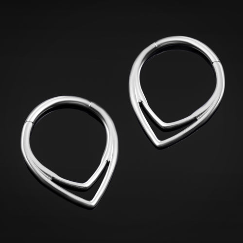 Septum Clicker, Silver, Double Teardrop, ASTM F136 Titanium