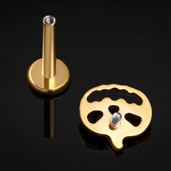 Stud Earrings, Gold, Spider Web Design, Titanium - Pair