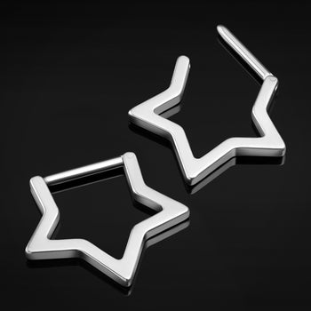 Star Shaped Clicker Ring, Silver, ASTM F136 Titanium