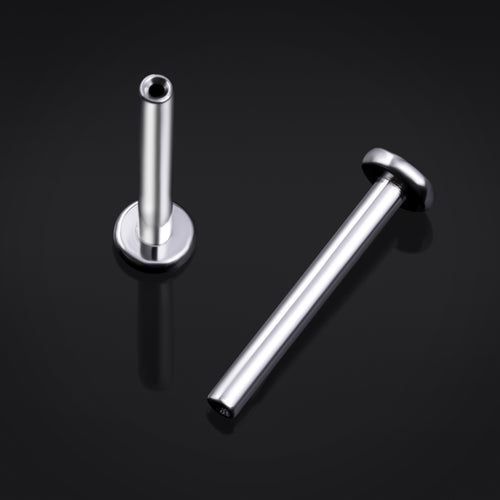 Push-Pin-Labret-Pfosten, Silber, Gewindelos, Titan
