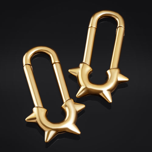 Gold Steel Safety Pin Ear Weights - Pair
