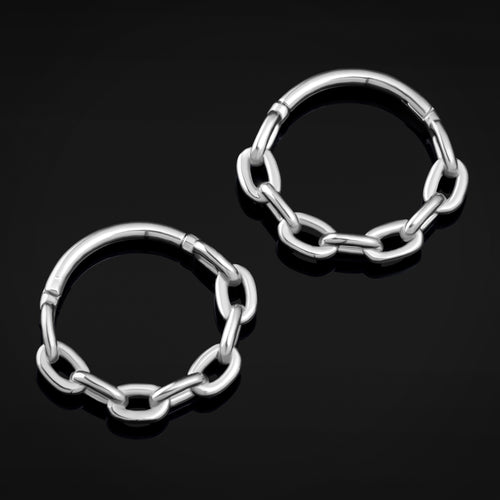 Septum Clicker, Silver, Chainlink Design, Titanium, 1.2mm