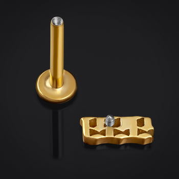 Labret Stud, Gold, 666, Internally Threaded, Titanium, 1.2mm Gauge