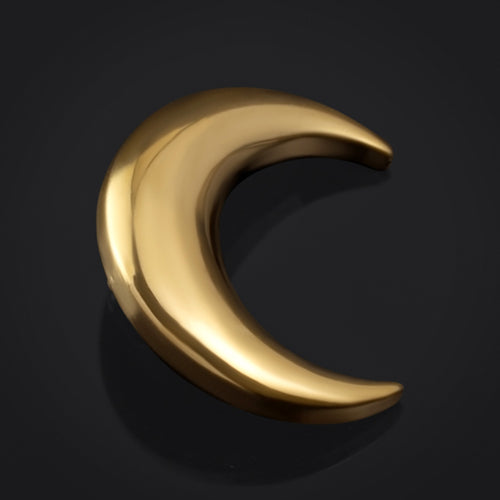 Labret Top, Gold, Crescent Moon, Internally Threaded, Titanium