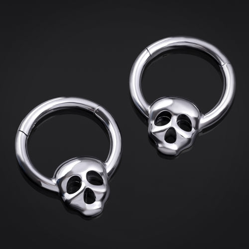 Septum Clicker, Silver, Skull, ASTM F136 Titanium