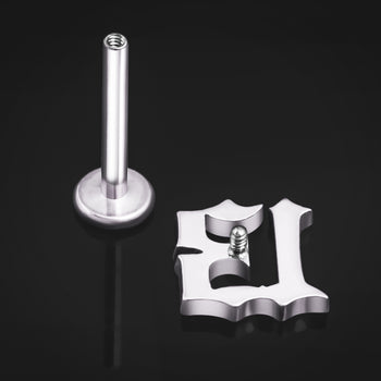Silver, 13, Internally Threaded, Labret Stud, ASTM F136 Titanium, 1.2mm