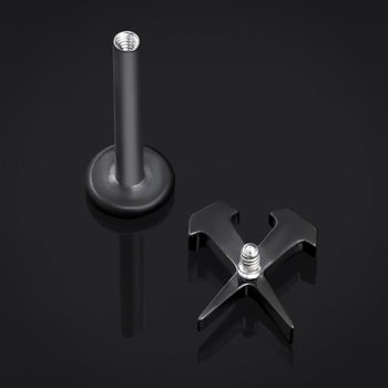 Alternative Black Steel Spiked Chain Ear Hangers - Pair