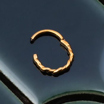 Nose Piercing Ring Twisted Rope Clicker Ring, Gold, ASTM F136 Titanium
