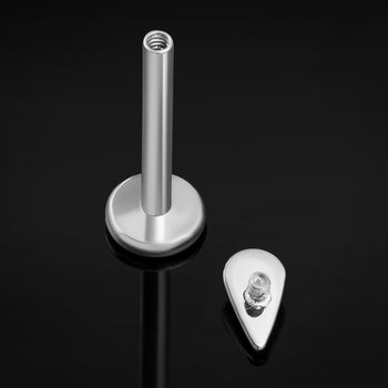 Silver Teardrop Internally Threaded Titanium Labret Stud 1.2mm Gauge