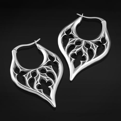 Gothic Arch Hoop Earrings - Alternative Jewellery, Stainless Steel - Pair