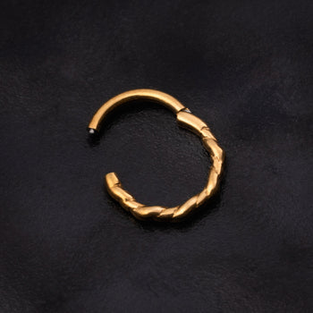 Helix Twisted Rope Clicker Ring, Gold, ASTM F136 Titanium