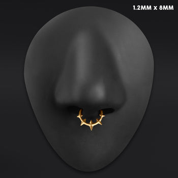 Gothic Spiked ASTM F136 Titanium Gold Septum Clicker Ring