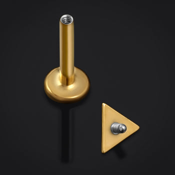 Gold Black Jewelled Cross Internally Threaded Titanium Labret Stud 1.2mm Gauge