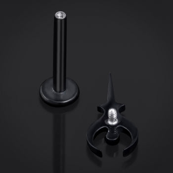 Black, Sigil Of Hades, Internally Threaded, Labret Stud, ASTM F136 Titanium, 1.2mm
