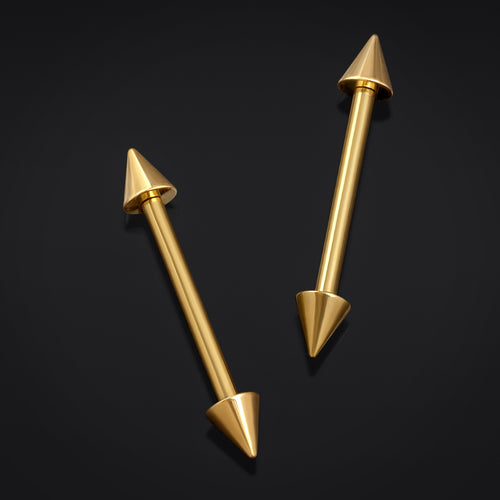 Nipple Barbell, Gold, Cone Ends, Titanium, Internally Threaded